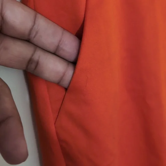 Loulou Diamond| Bright Orange Tapered Front Zippered Pants Cotton Blend - Picture 5 of 12